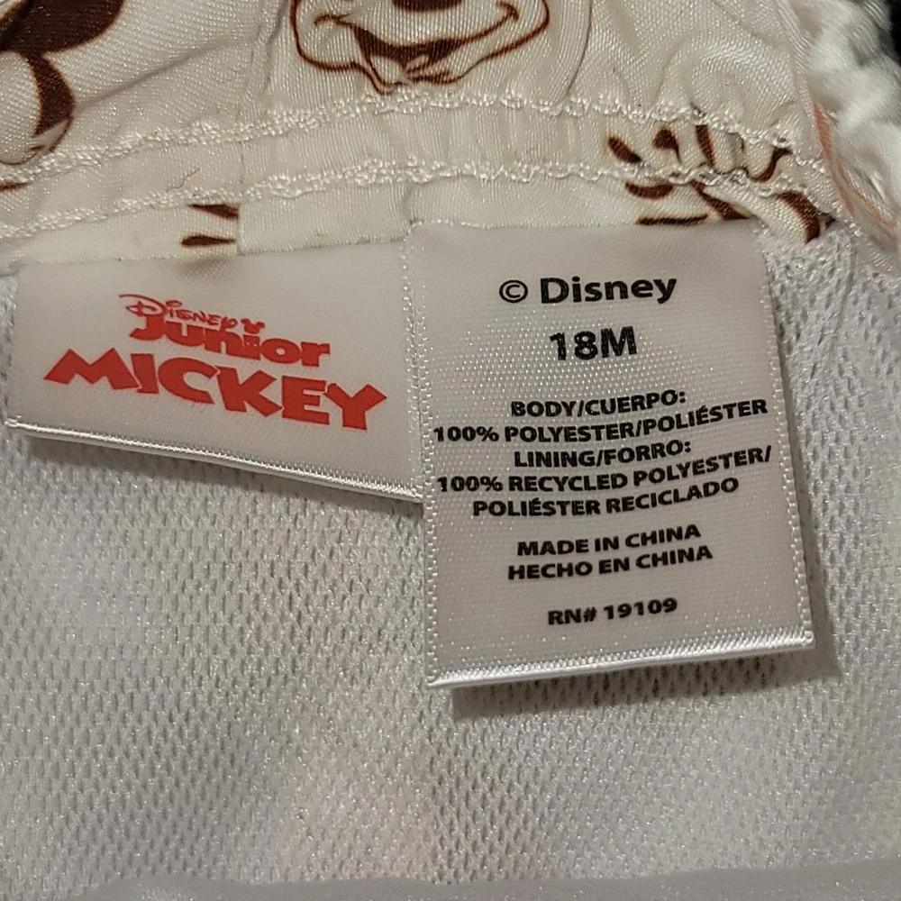 Disney Junior Mickey Mouse Toddler Swim Trunks Cream Sun Print 18M Mesh Lined